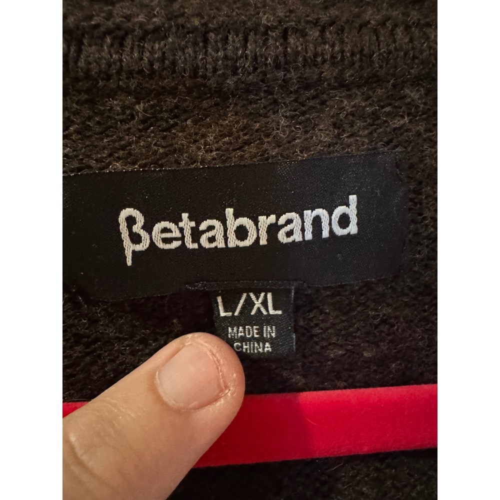Betabrand XL Brown Hooded Cardigan Open Front Knit Cozy Lightweight Sweater - Picture 3 of 9